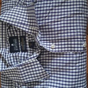 Stafford Men's Blue Checkered Shirt